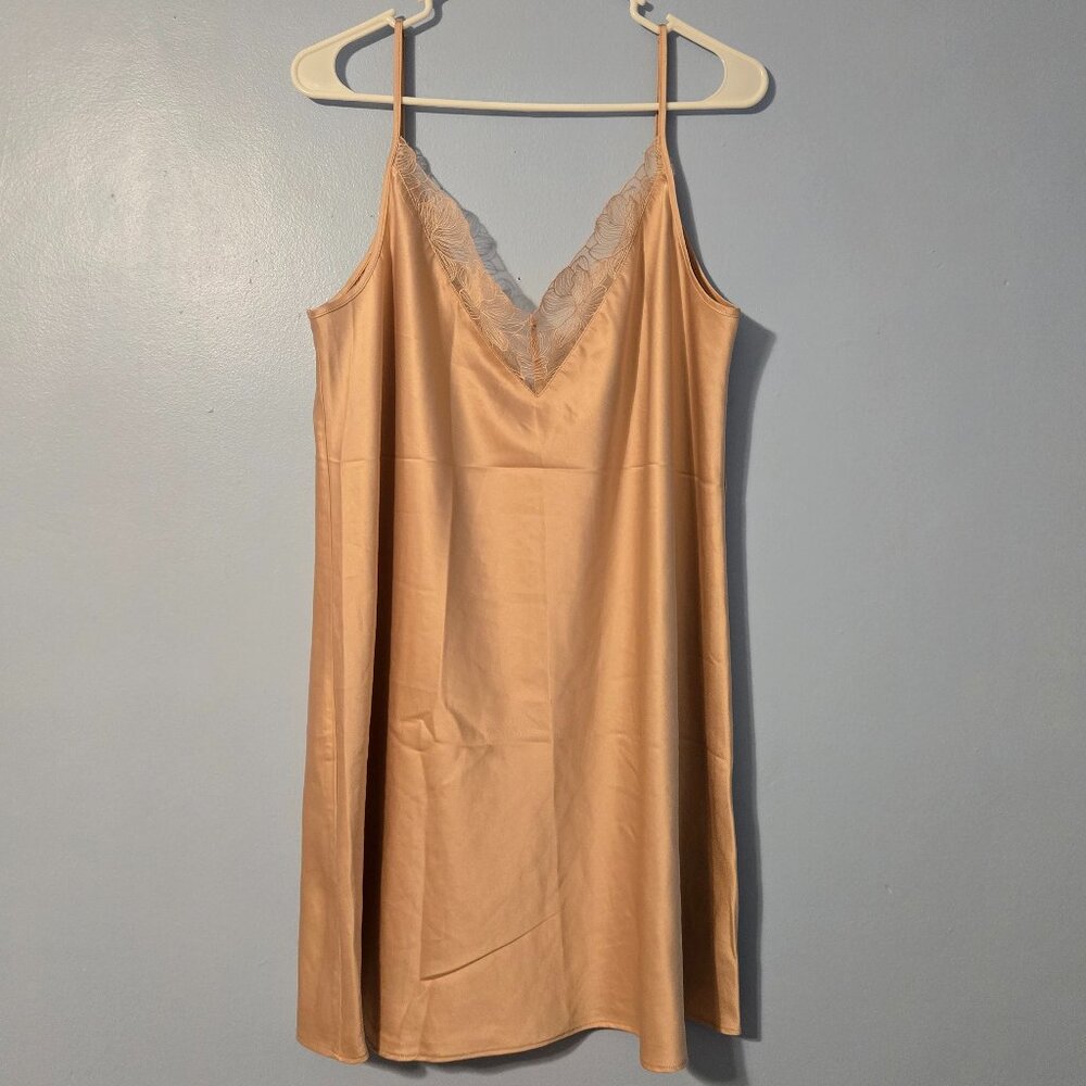 INC Lace-Trim Satin Chemise Nightgown